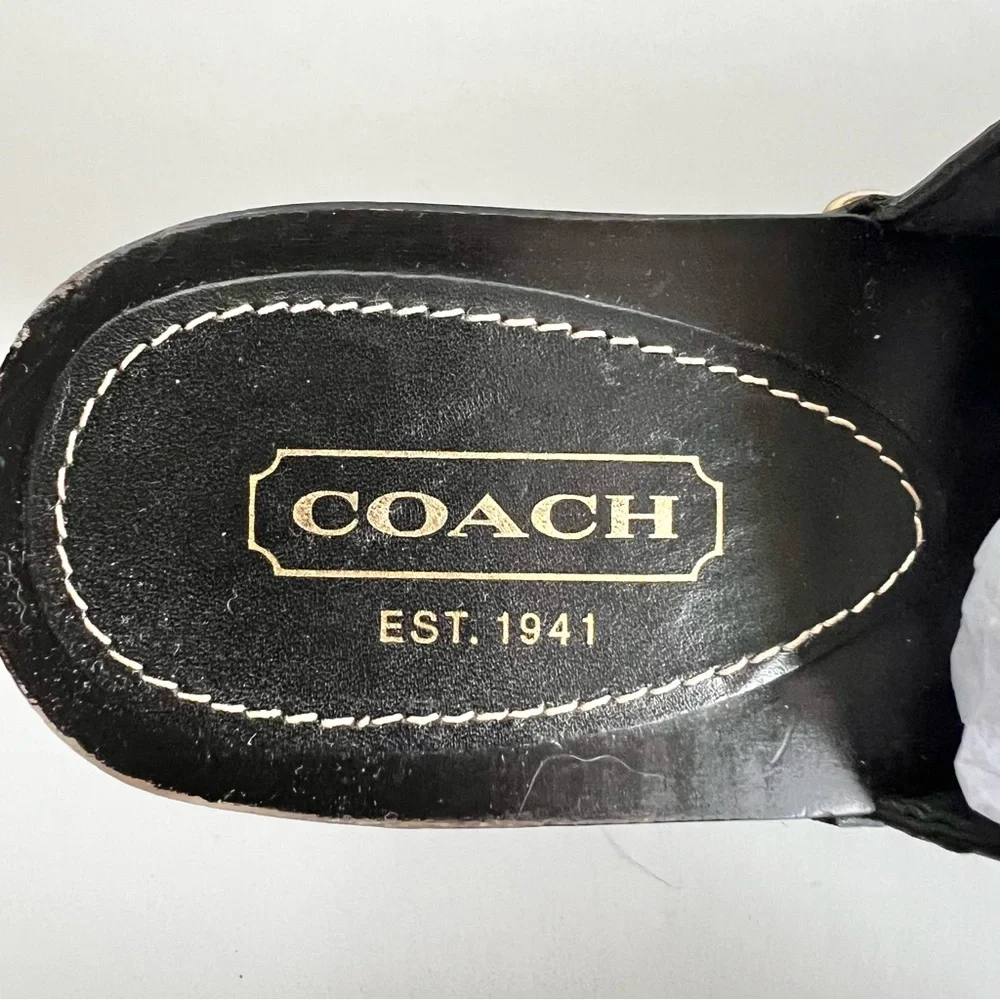 Coach Monogram C Black Heeled Mules with studded accents Size 10